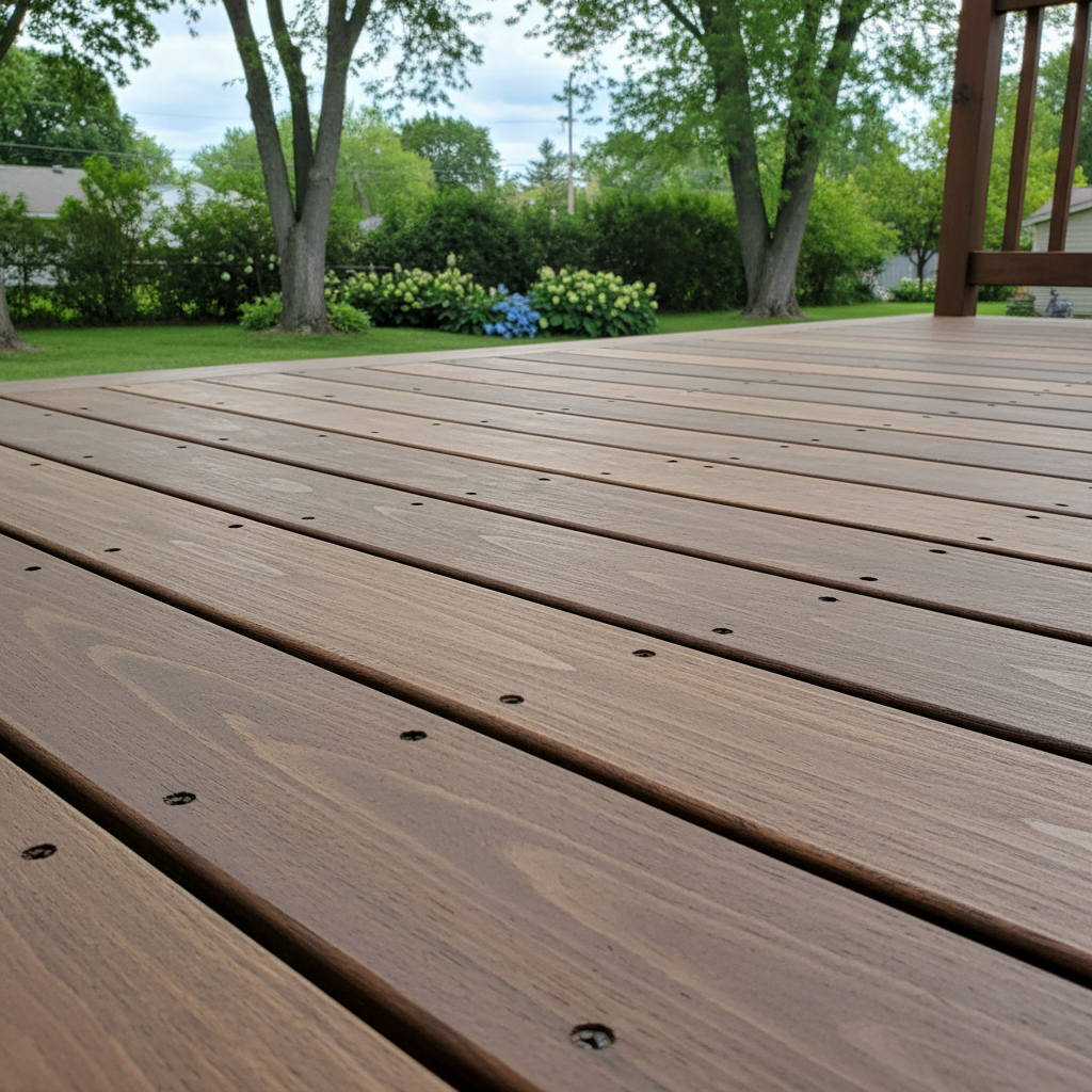 Completed deck construction work at a residential property in Minneapolis, MN