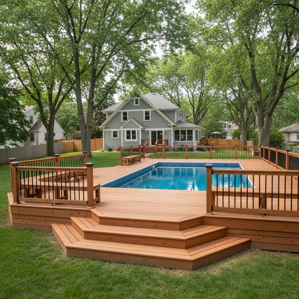 Completed pool decks work at a residential property in St Paul, MN