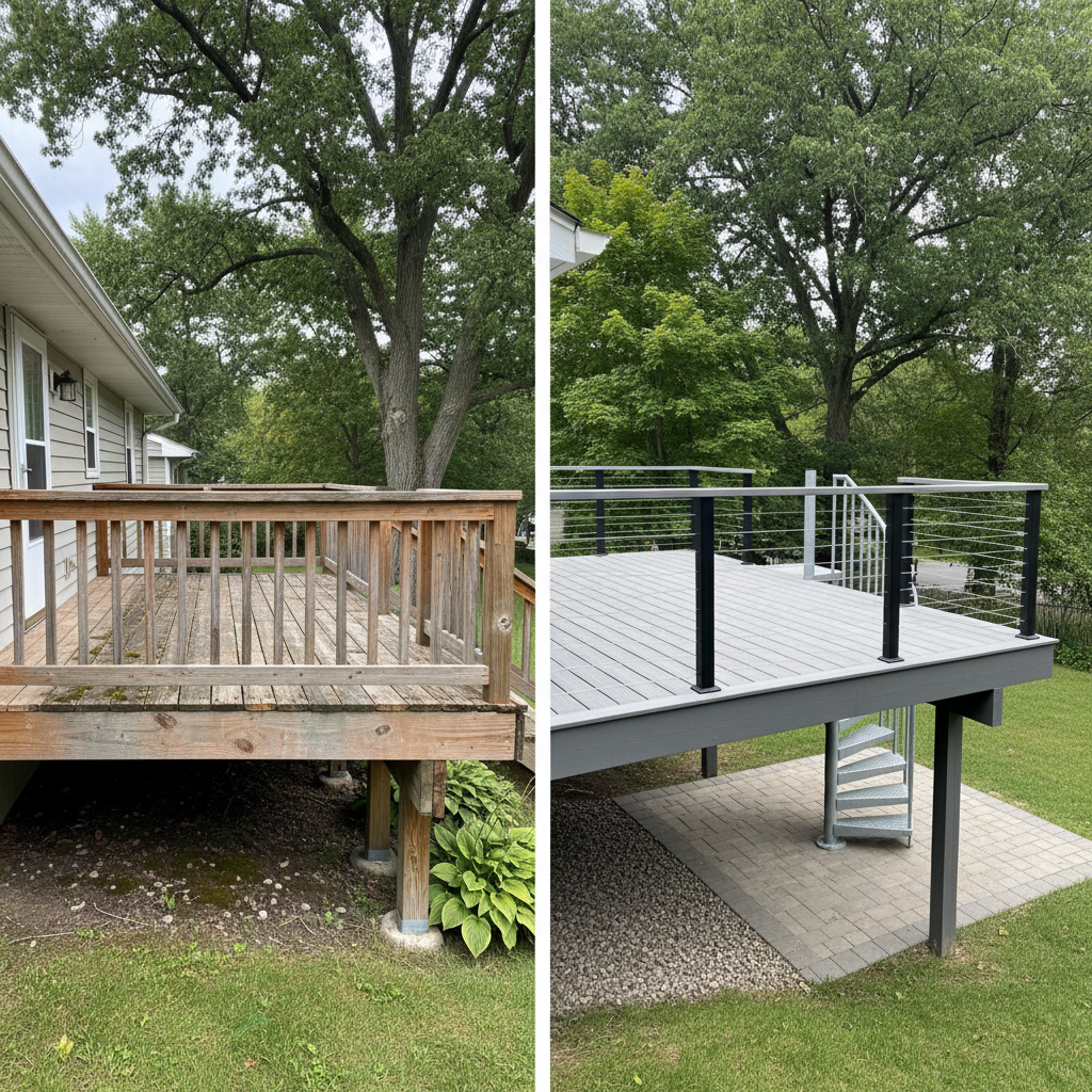 Completed metal decks work at a residential property in St Paul, MN