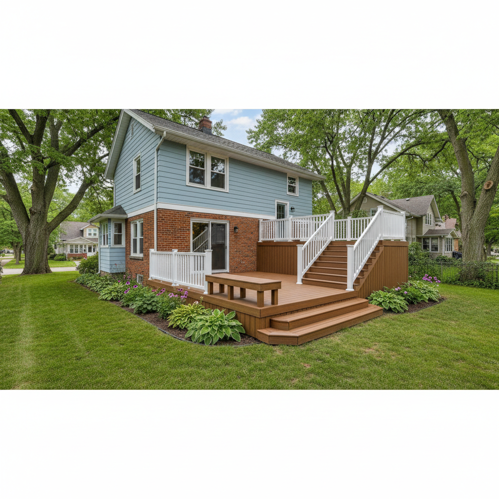 Completed composite decks work at a residential property in St Paul, MN