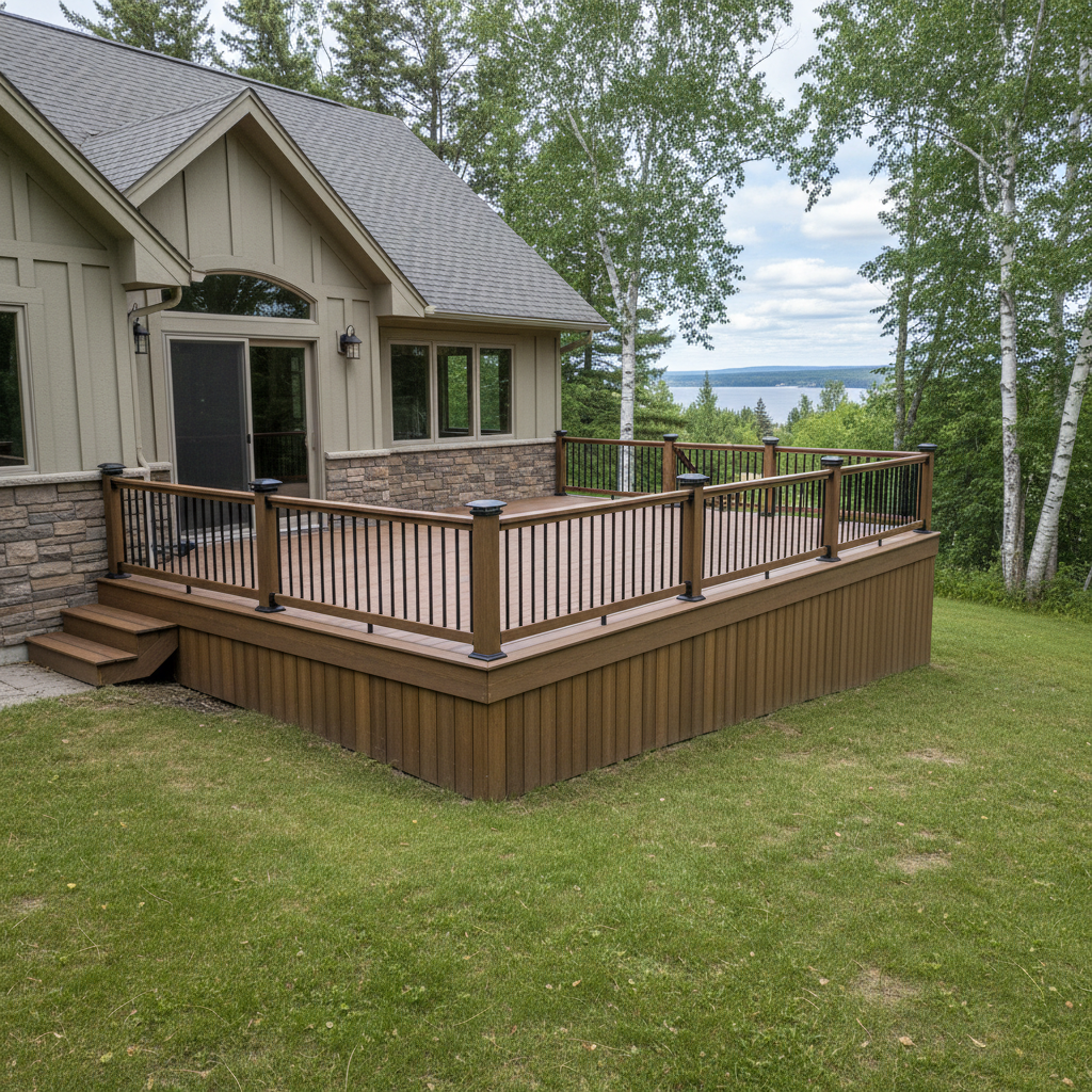 Completed trex decks work at a residential property in Duluth, MN
