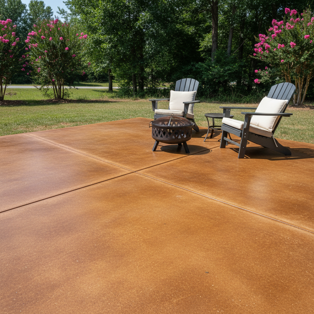 Completed concrete staining work at a residential property in Olive Branch, MS