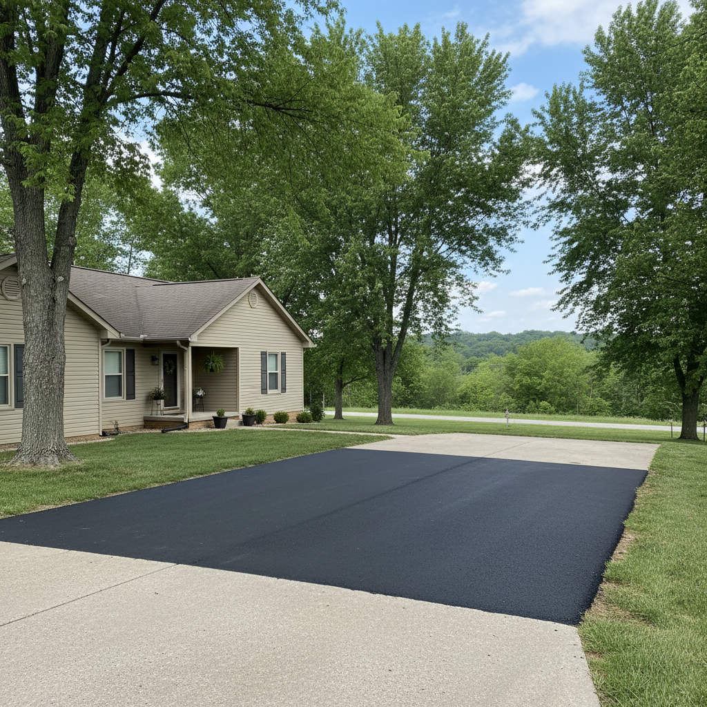 Completed asphalt repair work at a residential property in Springfield, MO