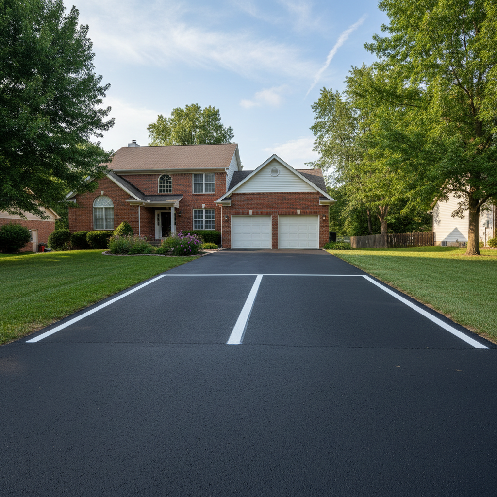 Completed asphalt striping work at a residential property in Springfield, MO
