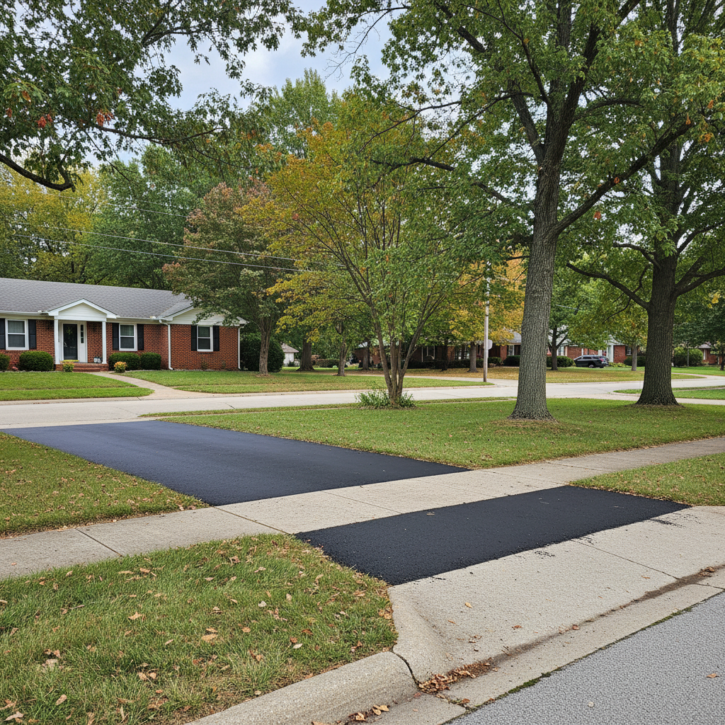 Completed asphalt repair work at a residential property in Springfield, MO