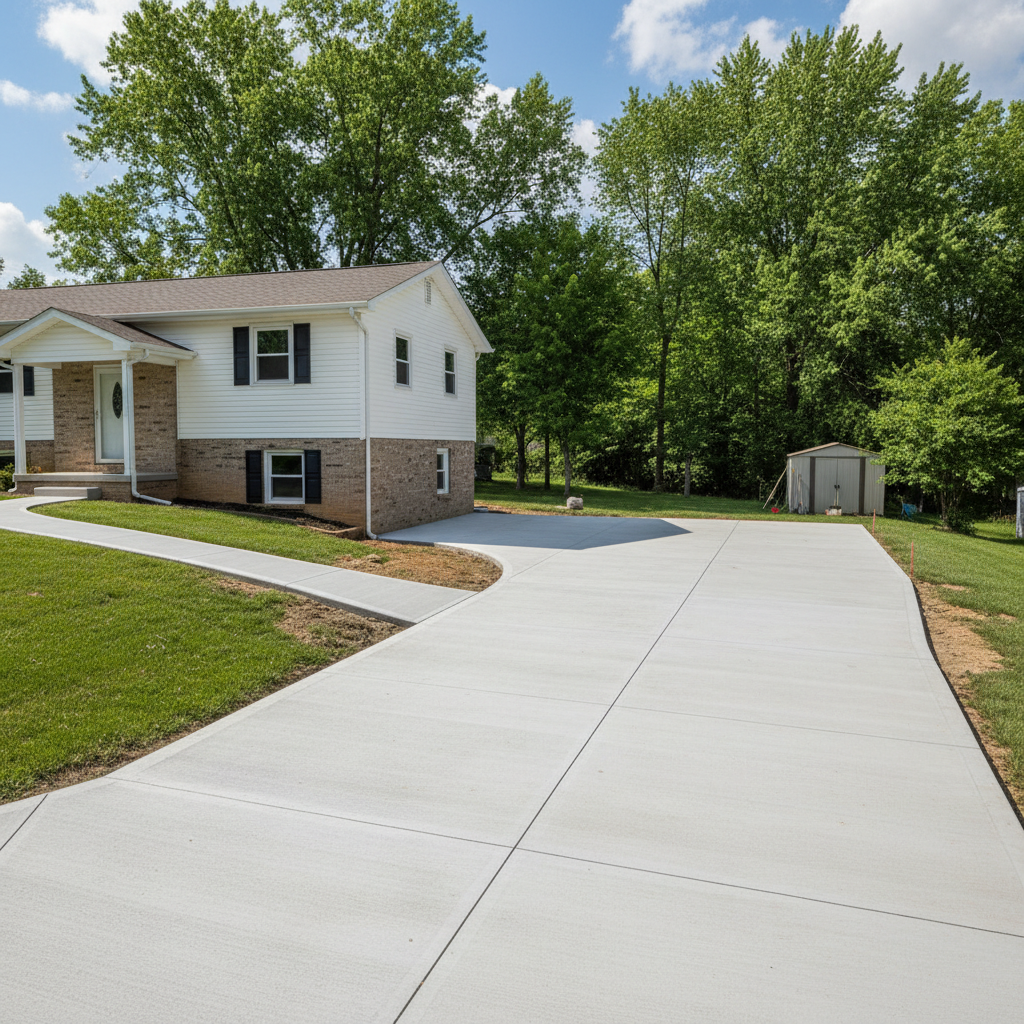 Completed concrete repair work at a residential property in Aurora, MO