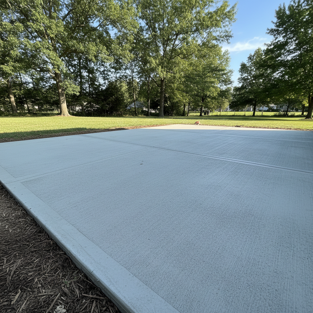 Completed concrete installation work at a residential property in Aurora, MO