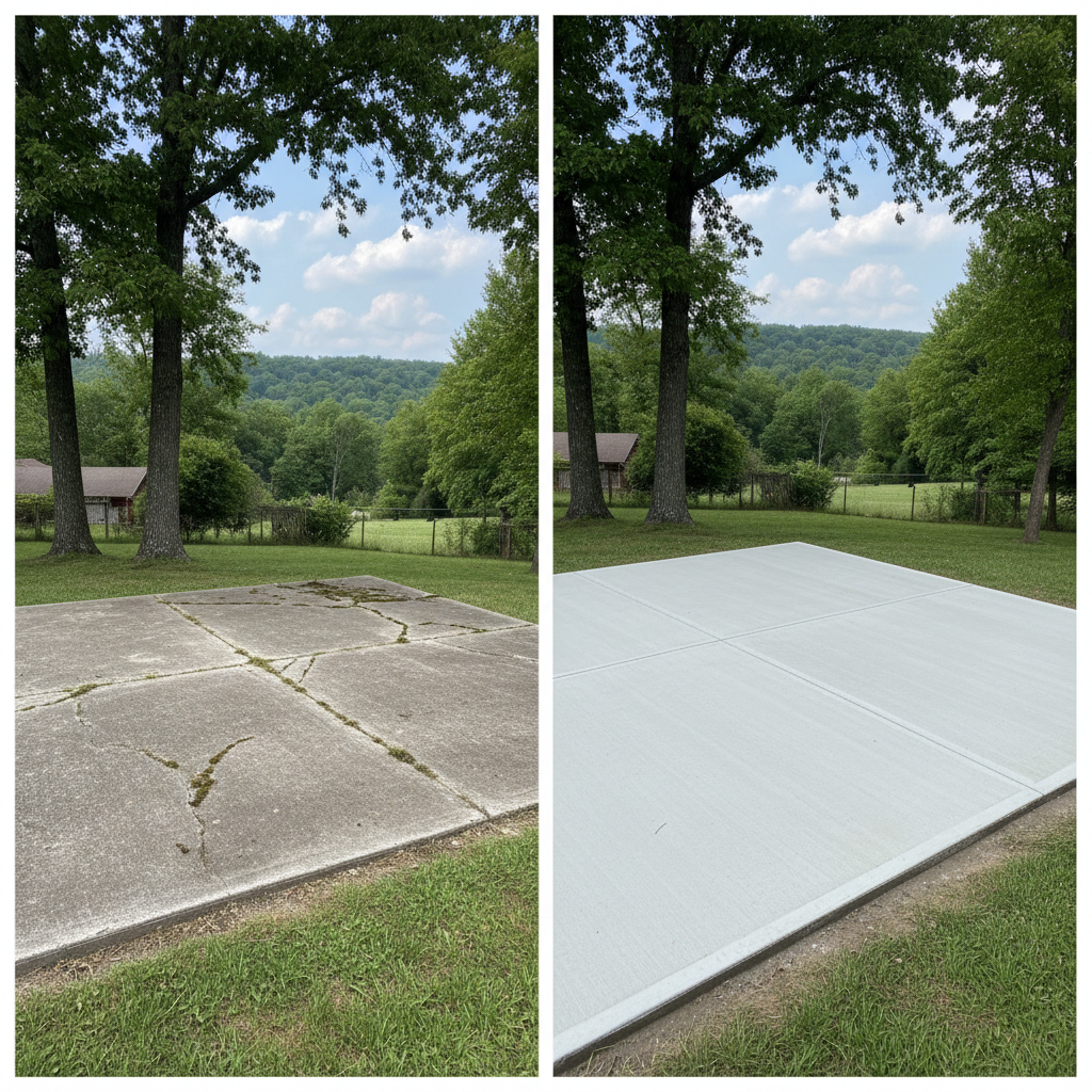 Completed concrete flatwork work at a residential property in Spokane, MO