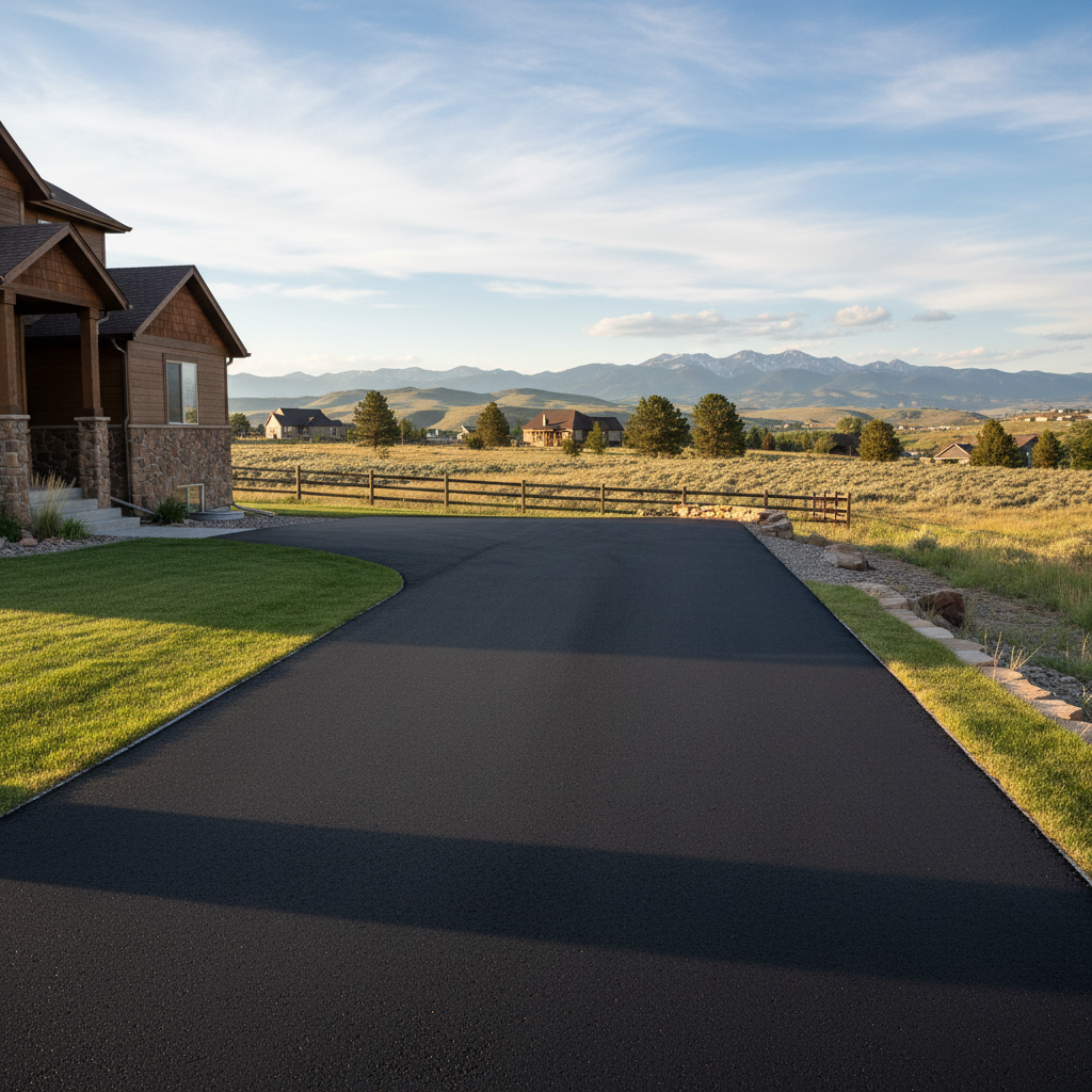 Completed asphalt paving work at a residential property in Billings, MT