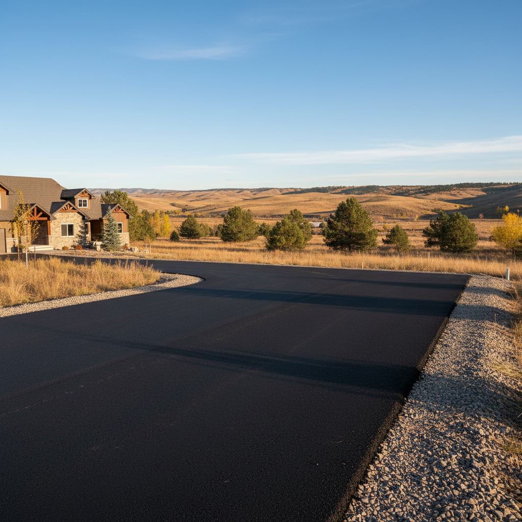 Completed parking lot paving work at a residential property in Billings, MT