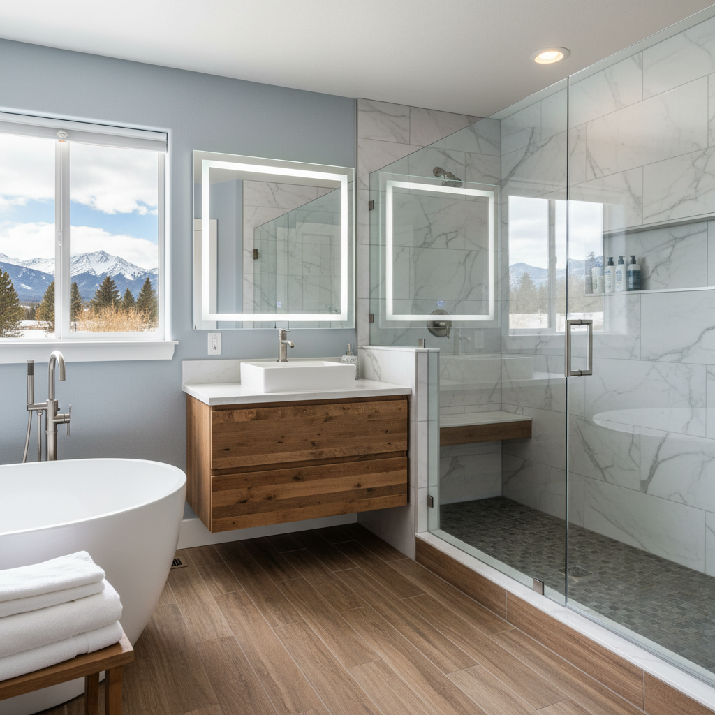 Completed bathroom modernization work at a residential property in Bozeman, MT