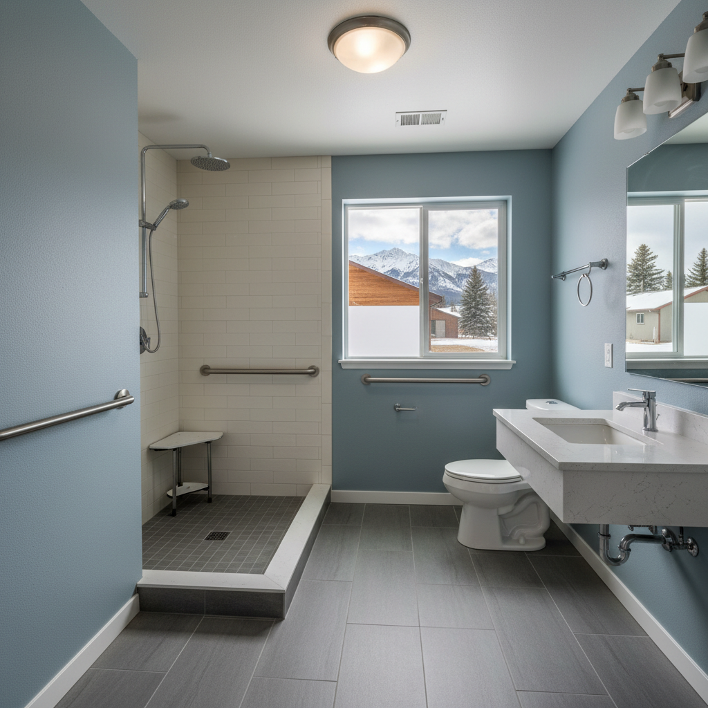 Completed handicap accessible bathrooms work at a residential property in Bozeman, MT