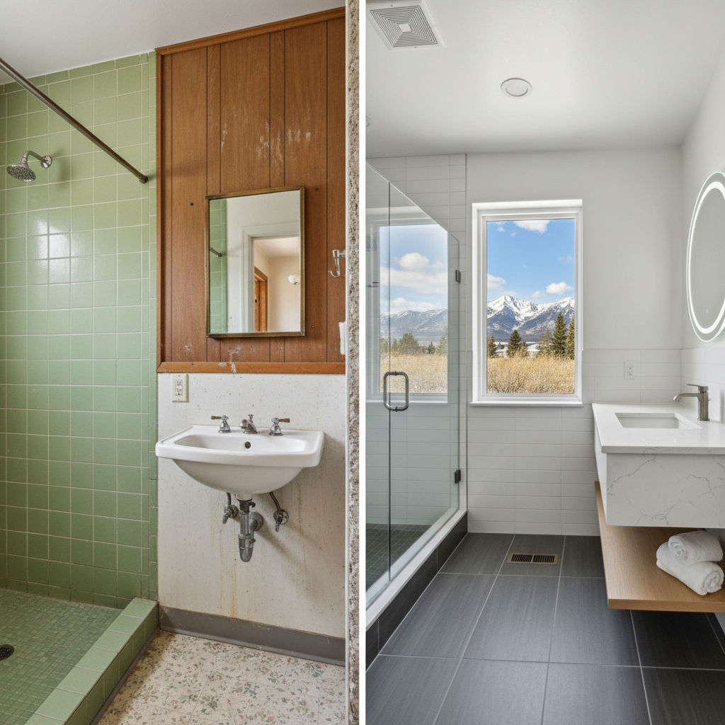 Completed bathroom modernization work at a residential property in Bozeman, MT