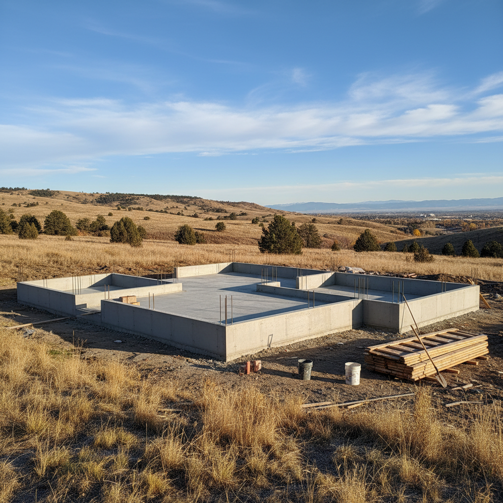 Completed concrete foundations work at a residential property in Billings, MT