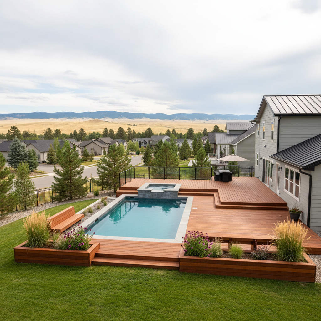 Completed pool decks work at a residential property in Billings, MT