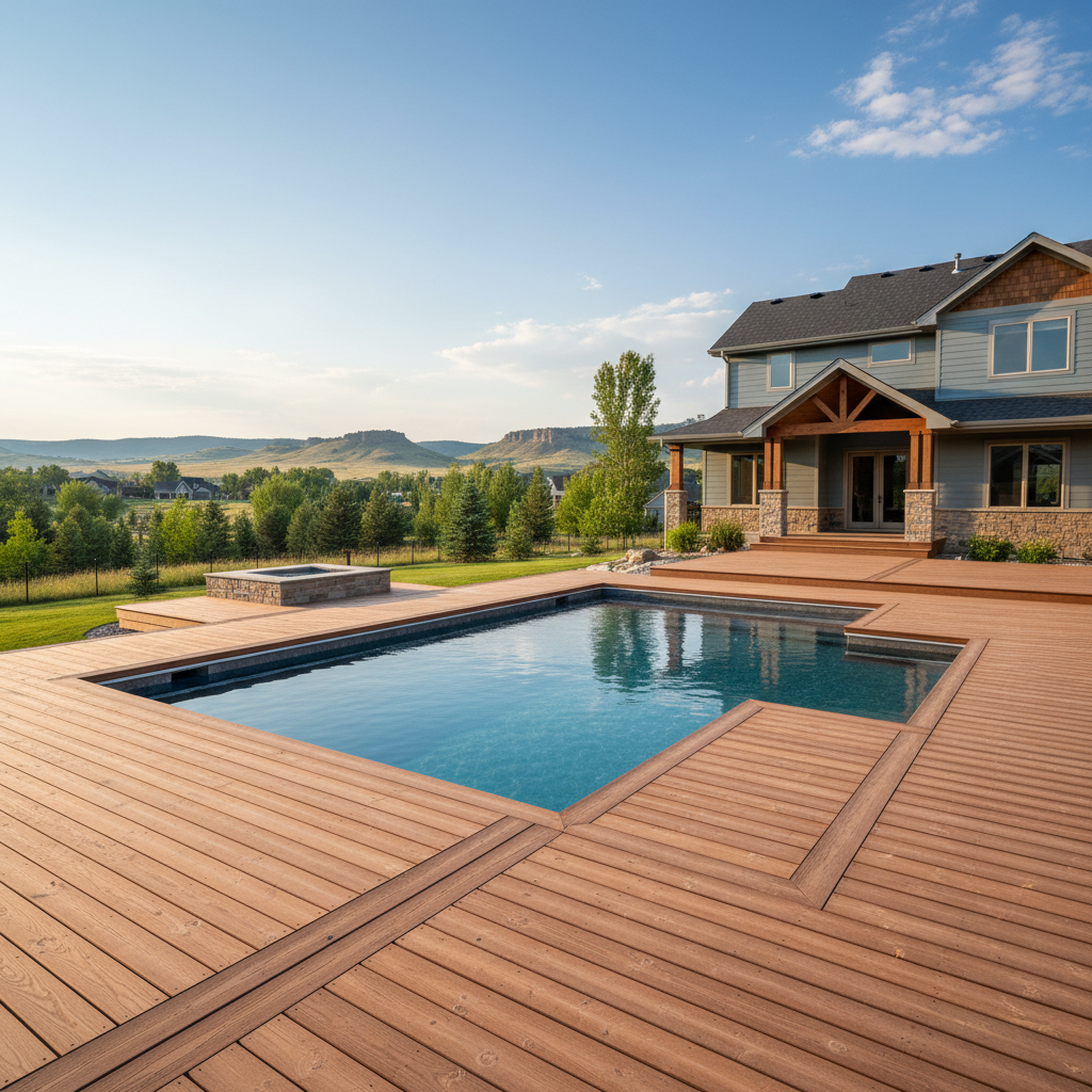 Completed pool decks work at a residential property in Billings, MT