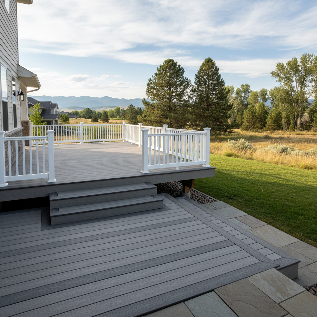 Completed composite decks work at a residential property in Billings, MT