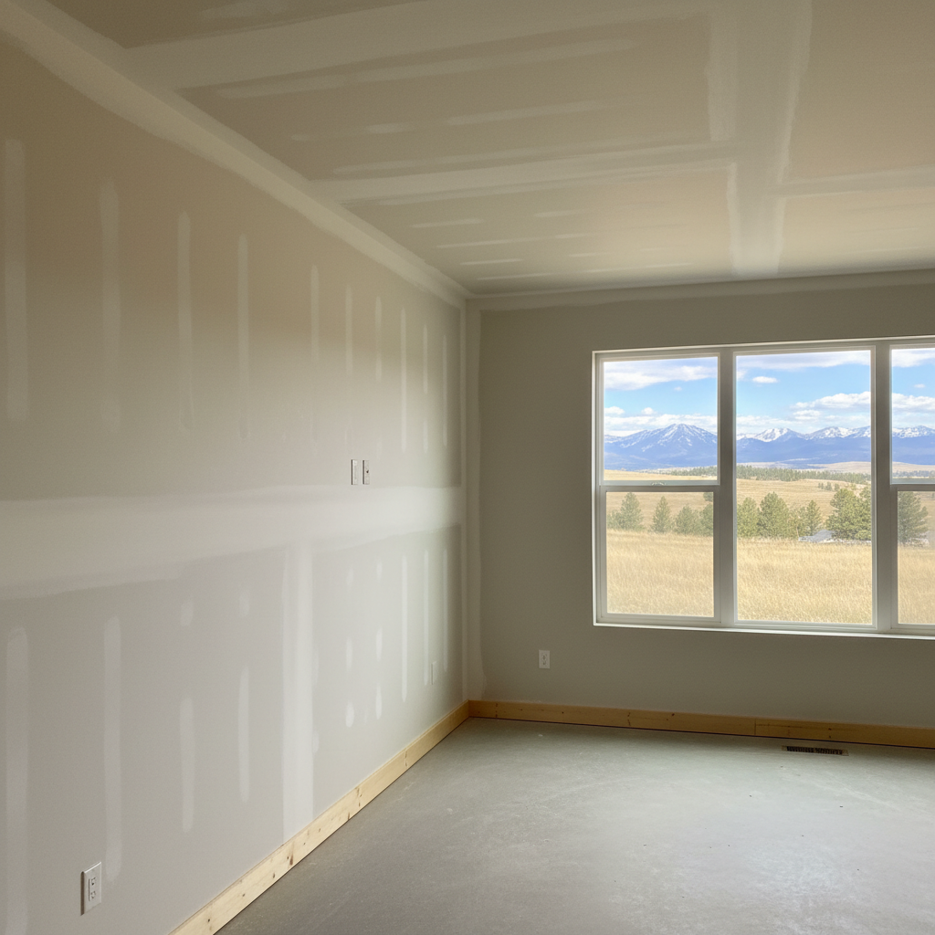 Completed drywall finishing work at a residential property in Billings, MT