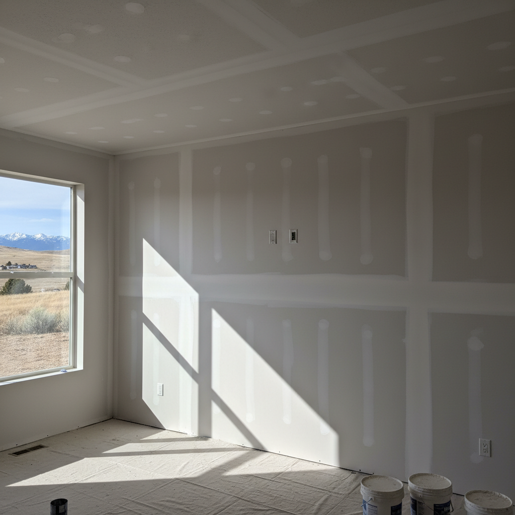 Completed drywall hanging work at a residential property in Billings, MT
