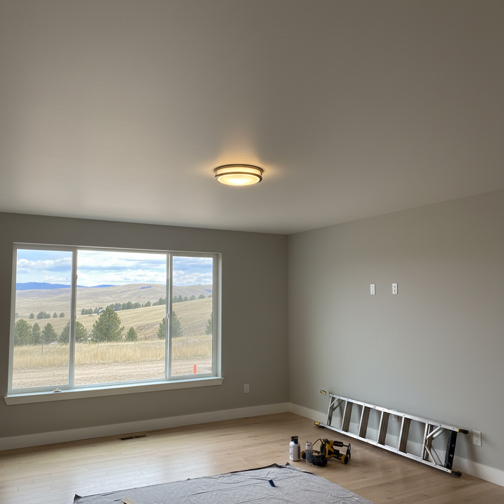 Completed popcorn ceiling removal work at a residential property in Billings, MT
