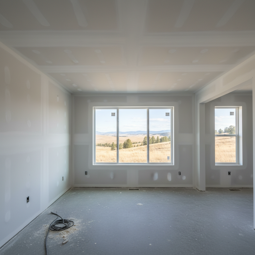 Completed drywall hanging work at a residential property in Billings, MT