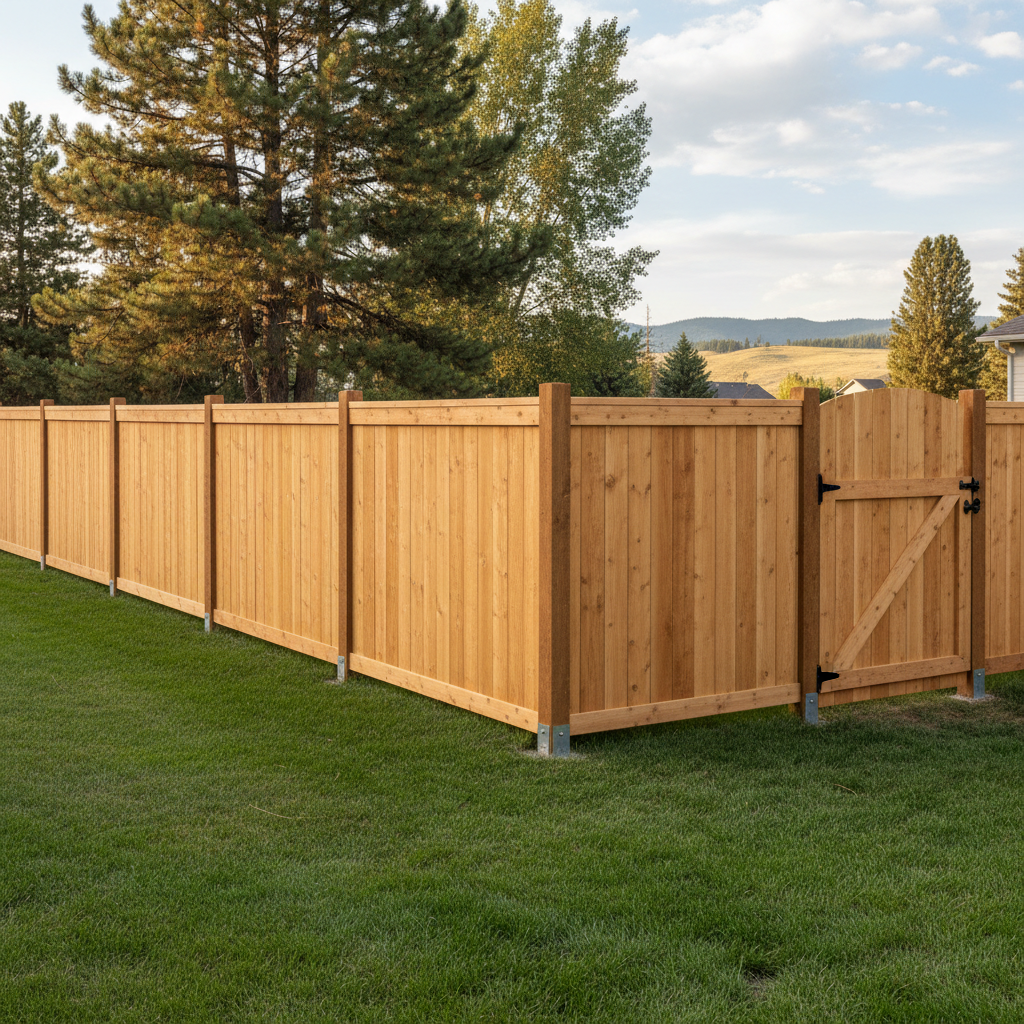 Completed privacy fence installation work at a residential property in Missoula, MT