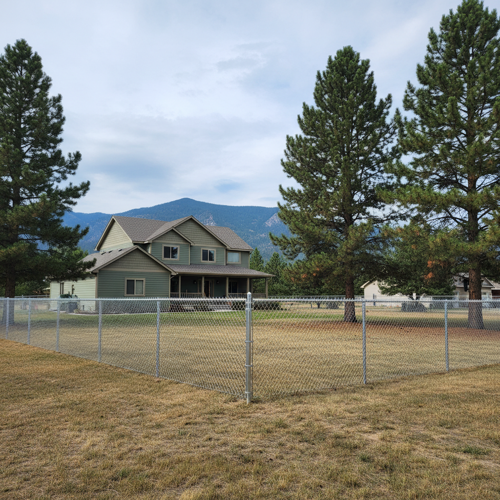 Completed chain link fence installation work at a residential property in Missoula, MT