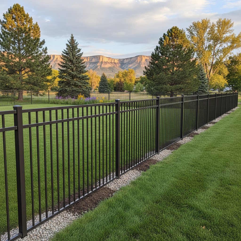 Completed aluminum fence installation work at a residential property in Billings, MT