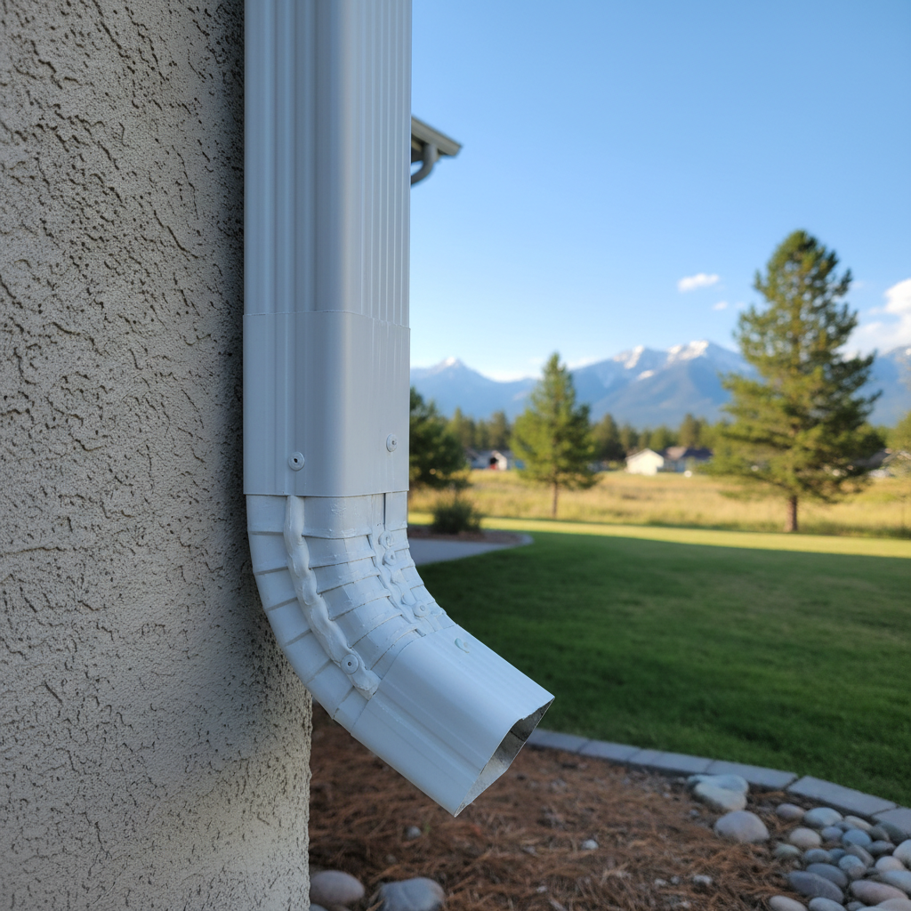 Completed downspout repair work at a residential property in Missoula, MT