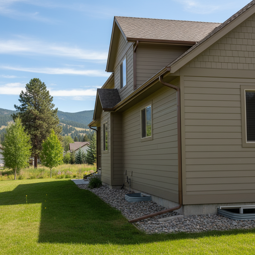 Completed seamless gutter installation work at a residential property in Missoula, MT