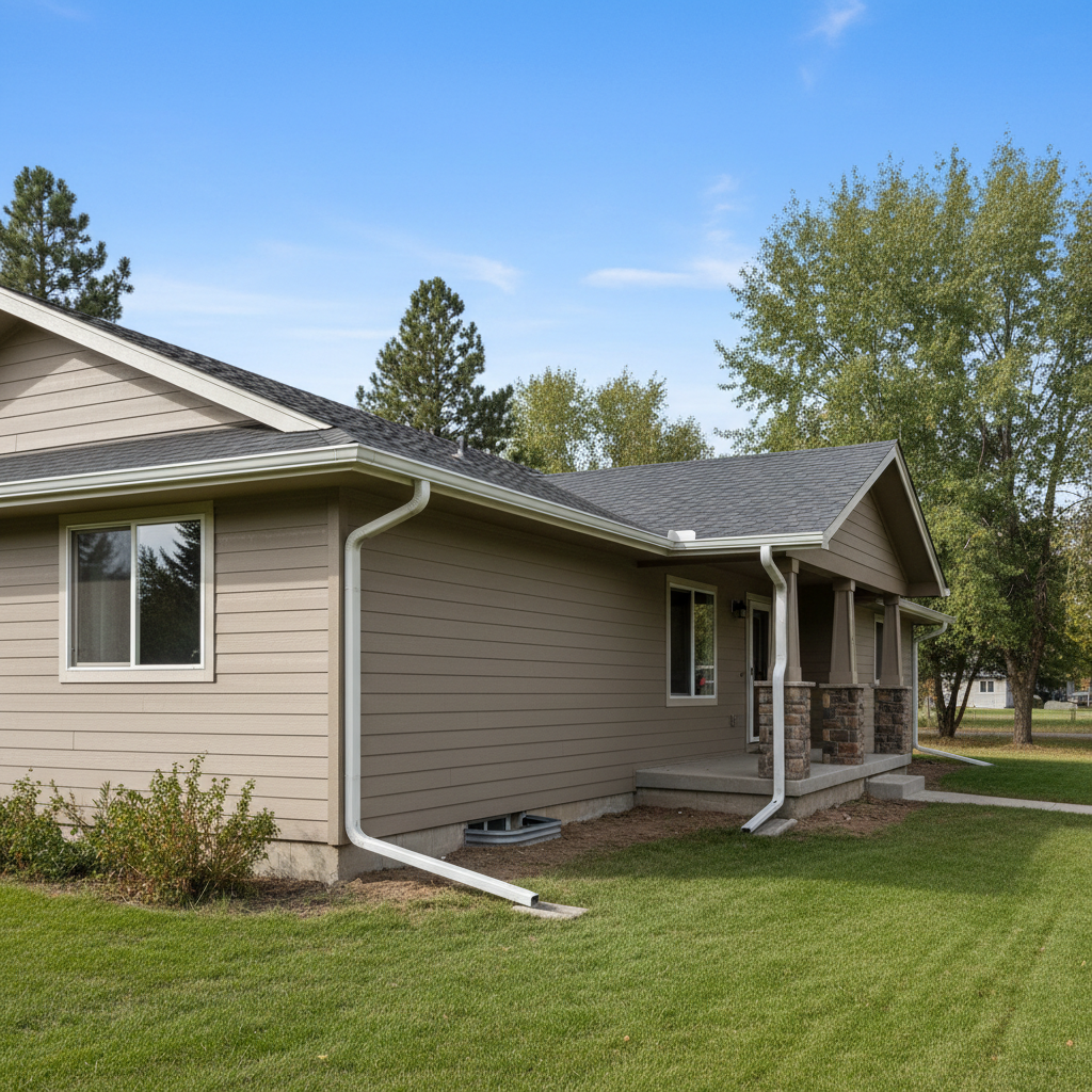 Completed gutter replacement work at a residential property in Missoula, MT