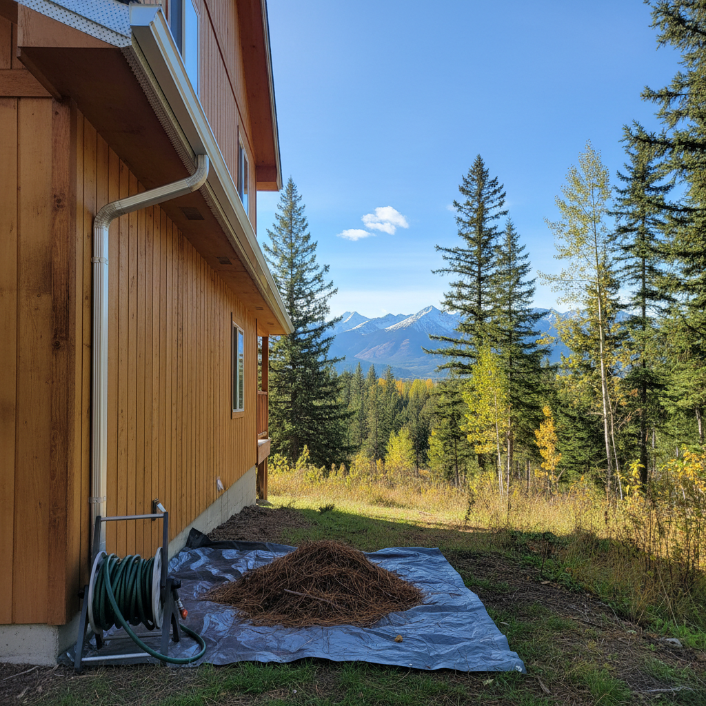 Completed gutter maintenance plans work at a residential property in Kalispell, MT