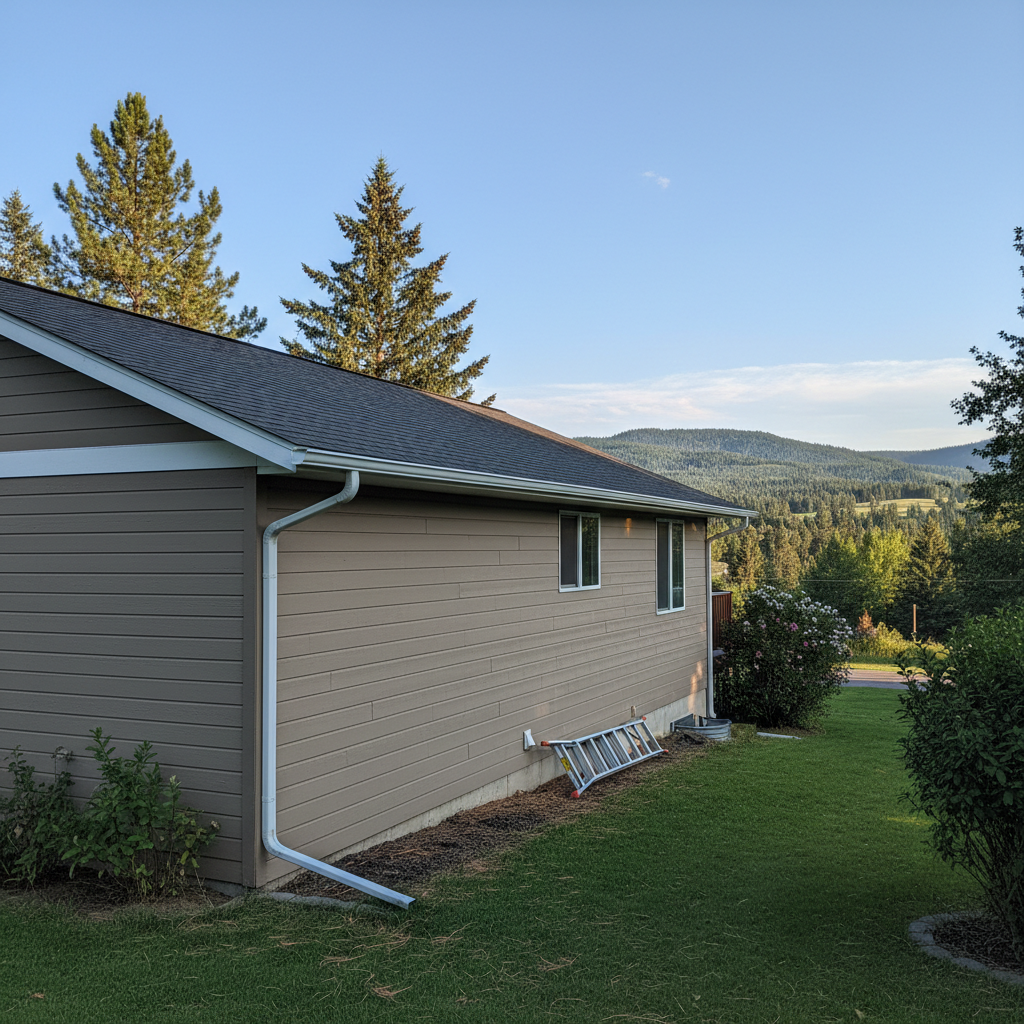 Completed gutter cleaning work at a residential property in Kalispell, MT