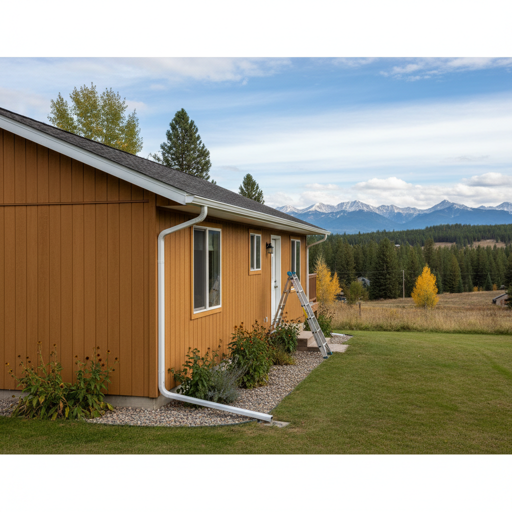 Completed gutter maintenance plans work at a residential property in Kalispell, MT