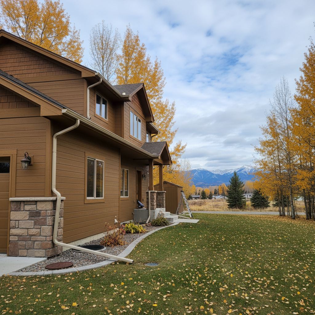 Completed gutter maintenance plans work at a residential property in Kalispell, MT
