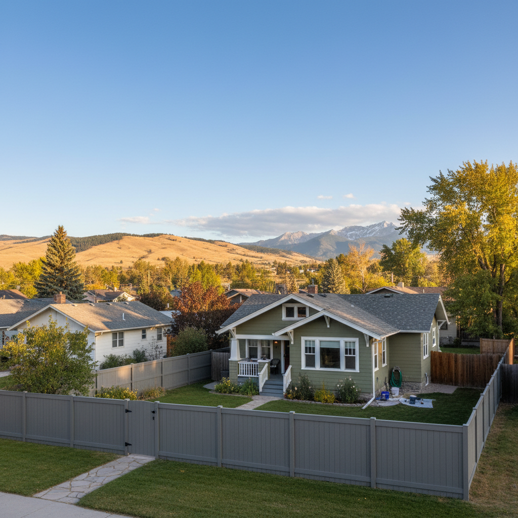 Completed fence painting work at a residential property in Bozeman, MT