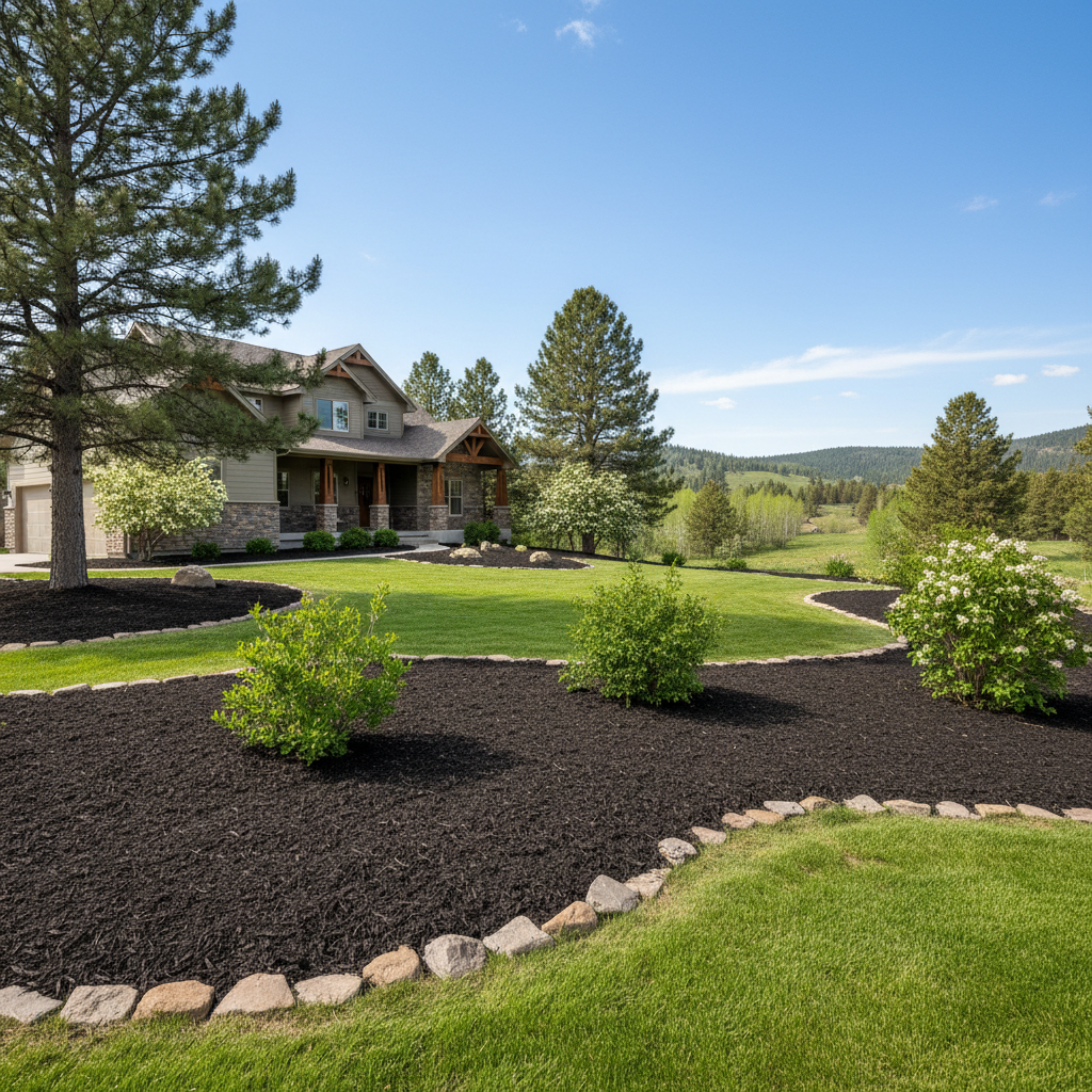 Completed mulch installation work at a residential property in Missoula, MT