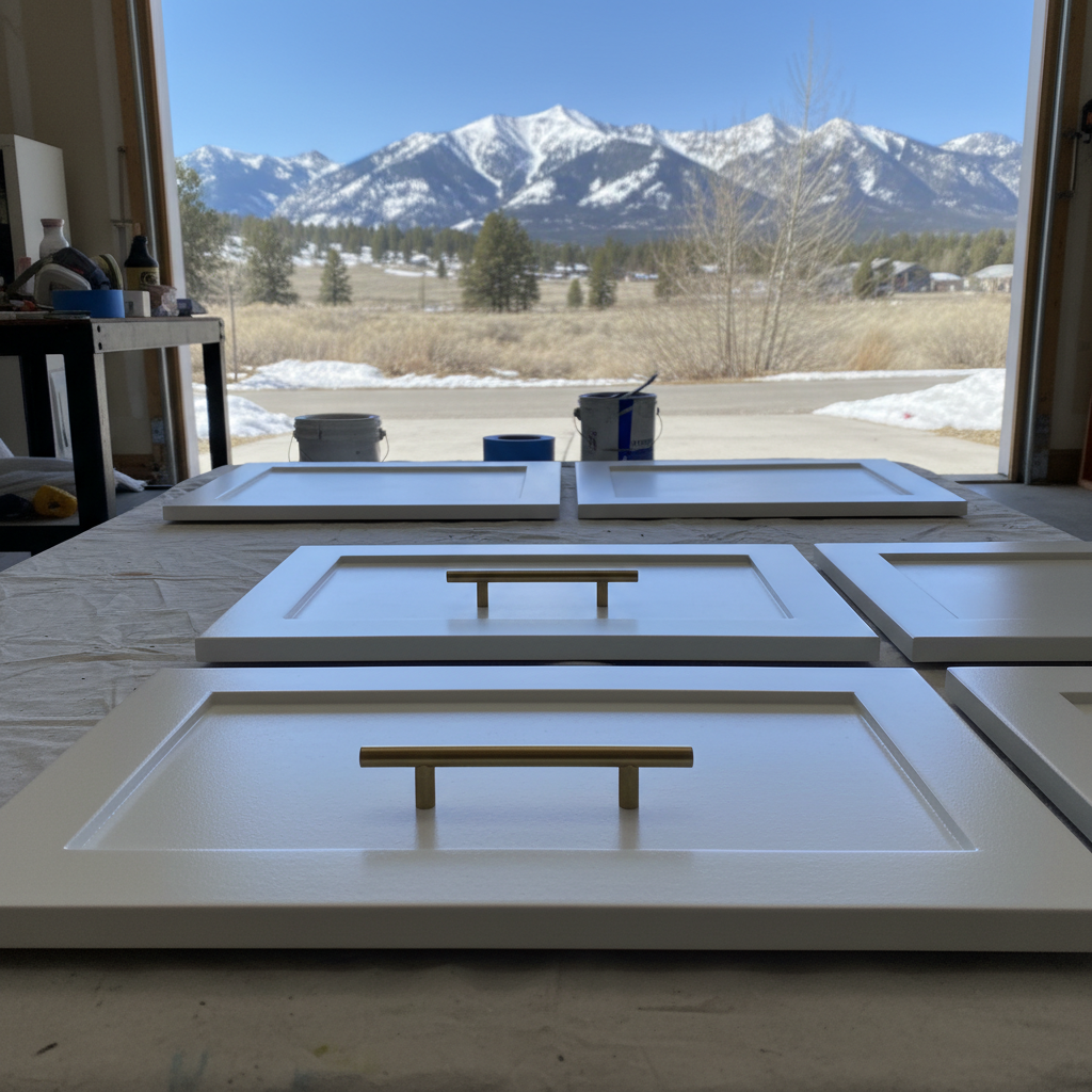 Completed cabinet painting work at a residential property in Bozeman, MT