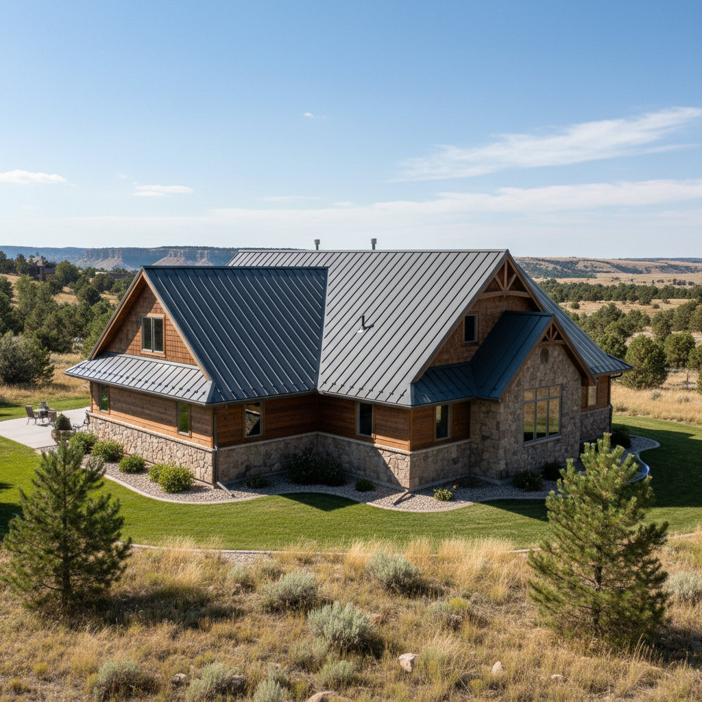 Completed metal roofing work at a residential property in Billings, MT