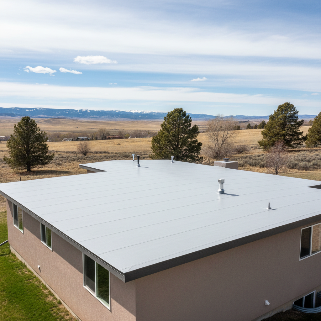Completed flat roofing work at a residential property in Great Falls, MT