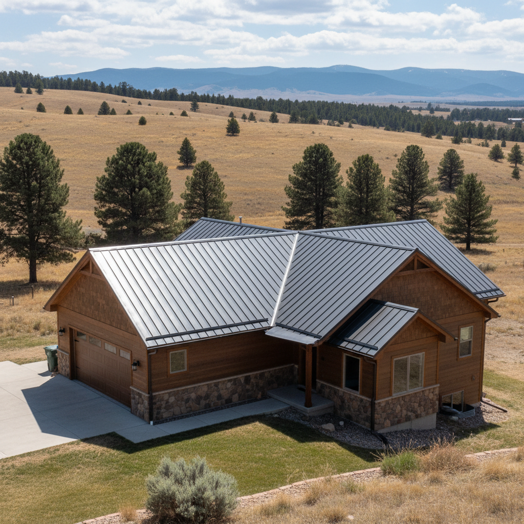 Completed metal roofing work at a residential property in Billings, MT
