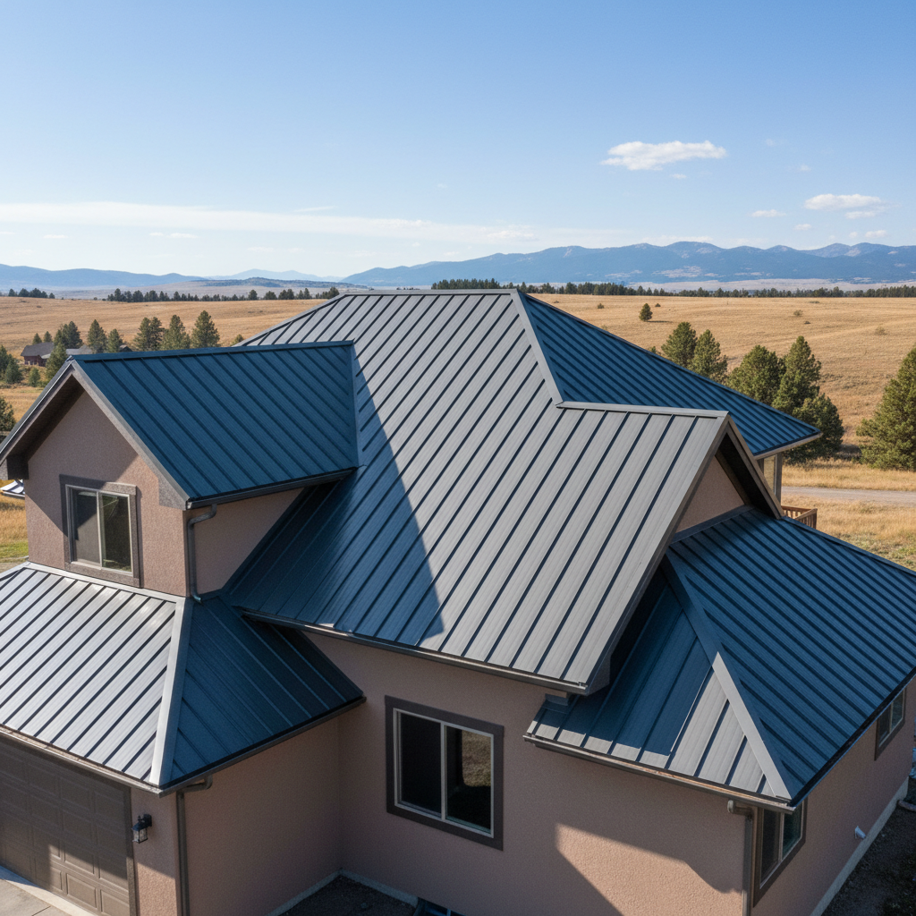 Completed metal roofing work at a residential property in Great Falls, MT
