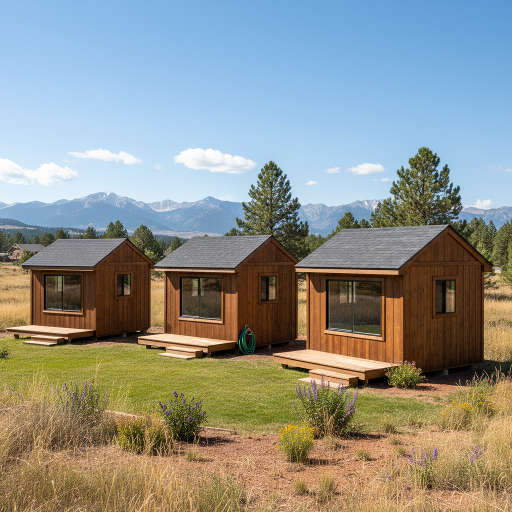 Completed tiny homes work at a residential property in Helena, MT