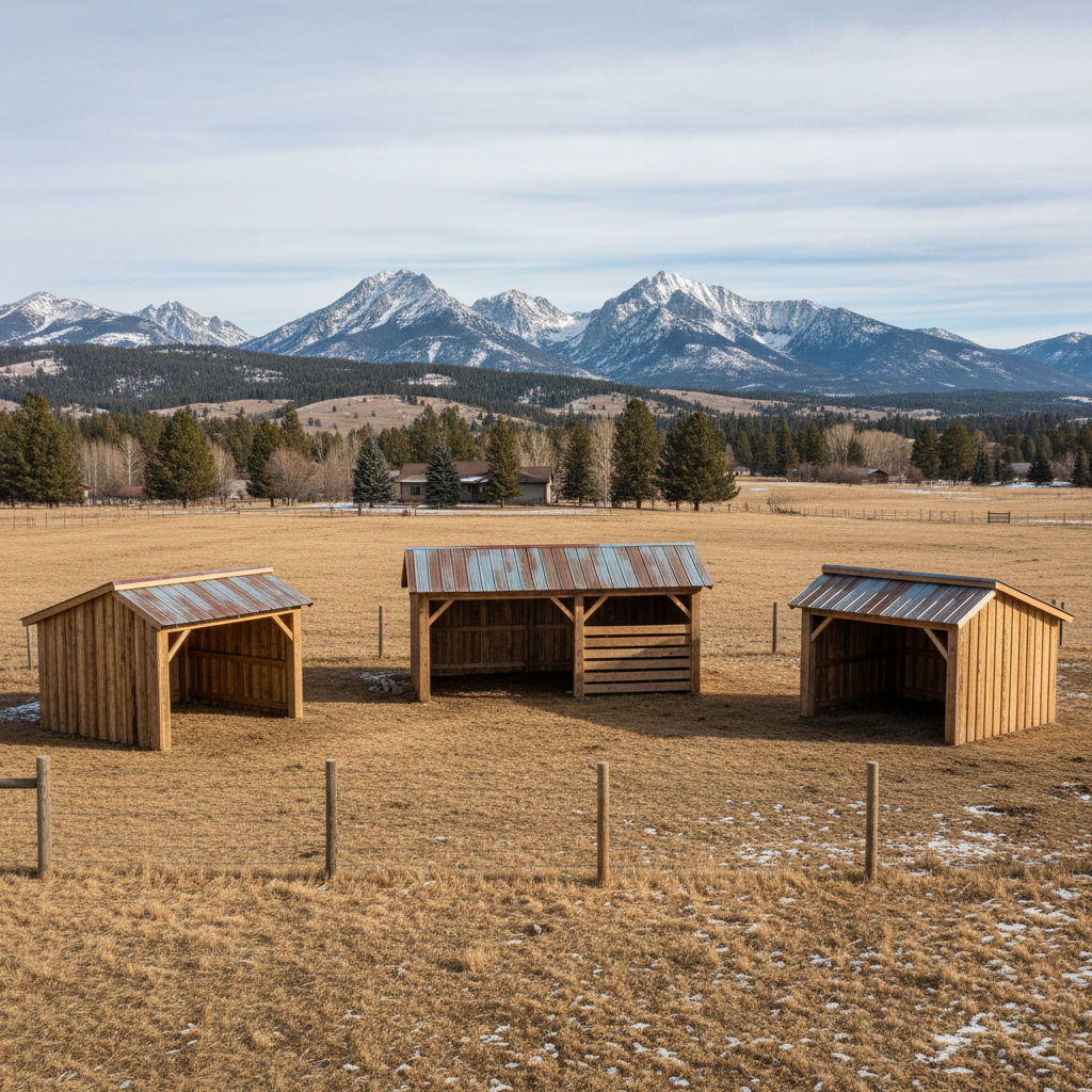 Completed livestock shelters work at a residential property in Missoula, MT