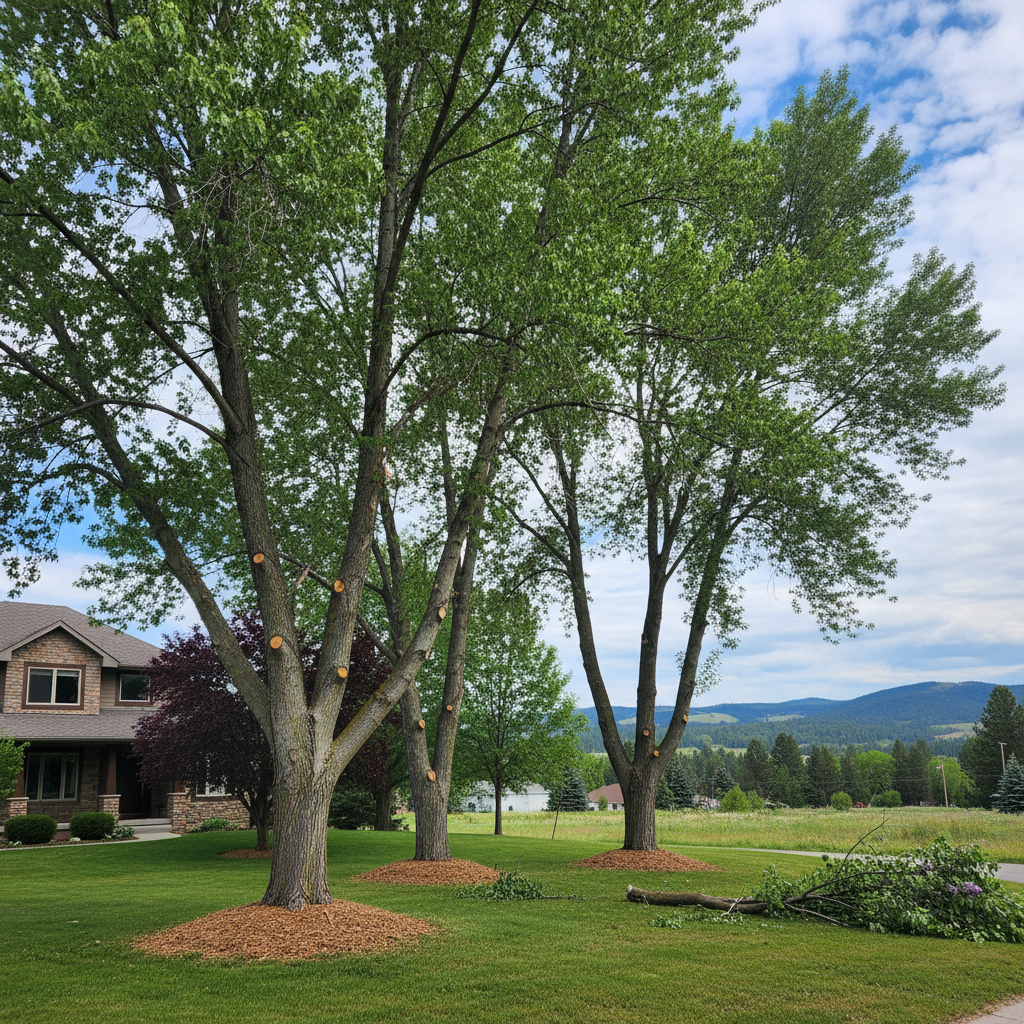 Completed tree pruning work at a residential property in Helena, MT