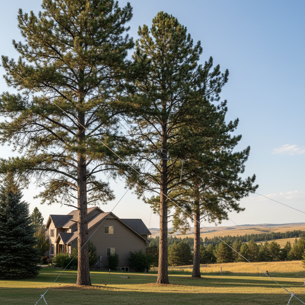 Completed tree cabling and bracing work at a residential property in Laurel, MT