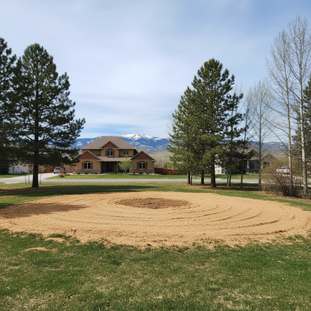 Completed emergency tree removal work at a residential property in Laurel, MT
