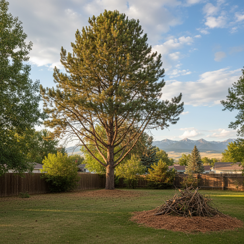 Completed tree trimming work at a residential property in Billings, MT