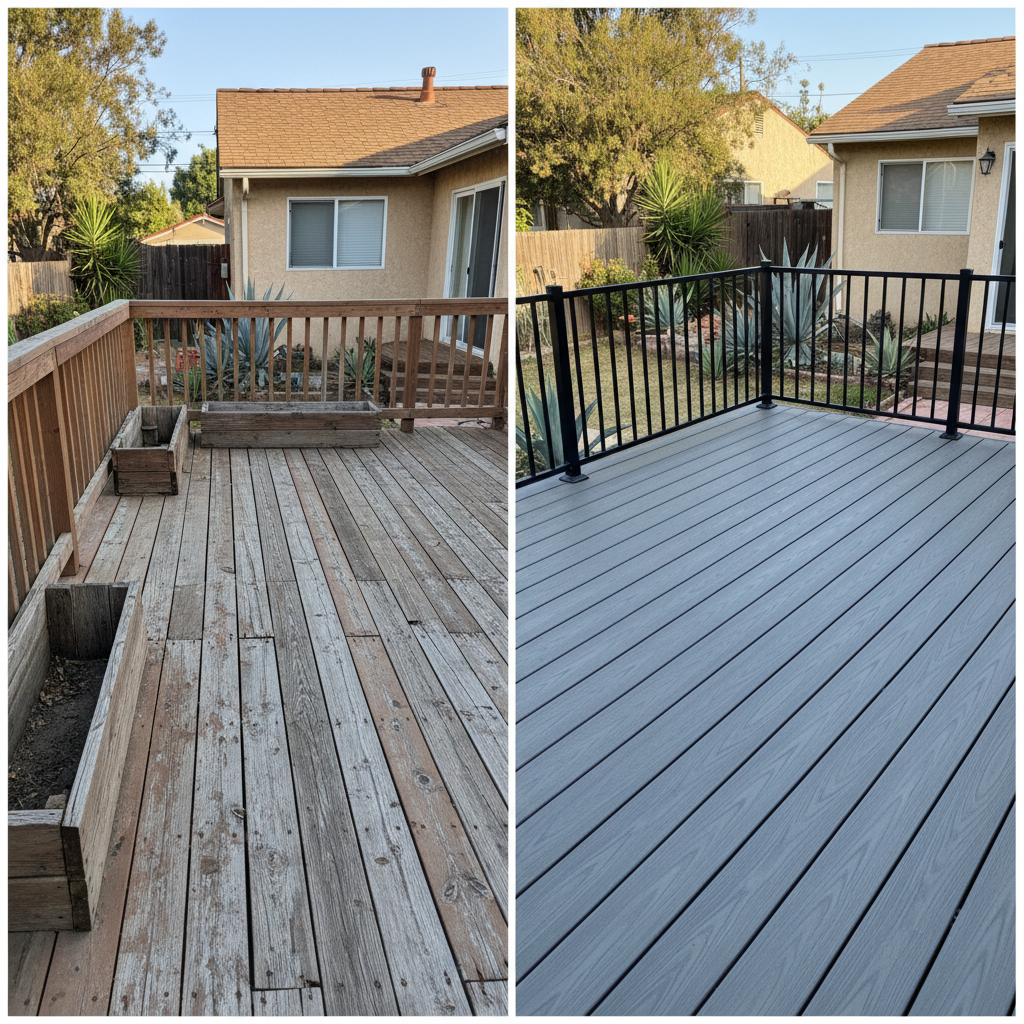 Completed composite decks work at a residential property in Inglewood, CA