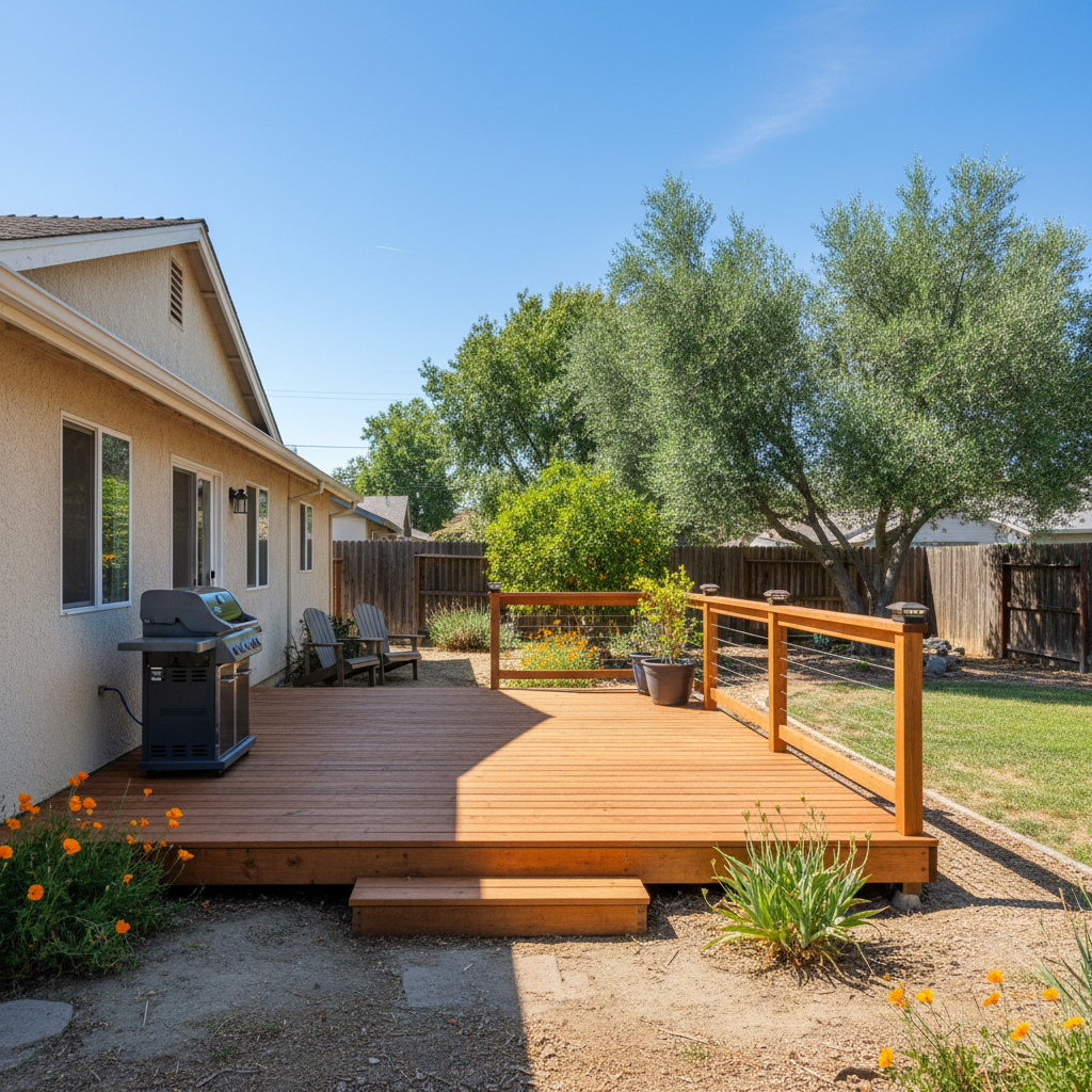 Completed deck repair work at a residential property in Fresno, CA